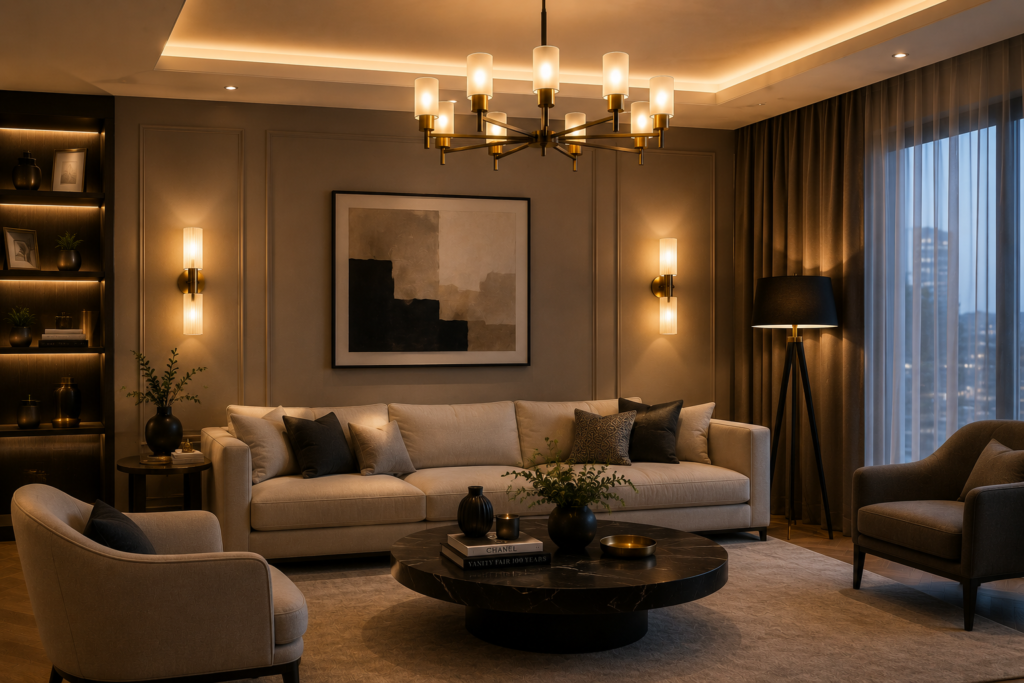 Modern salon aydınlatması